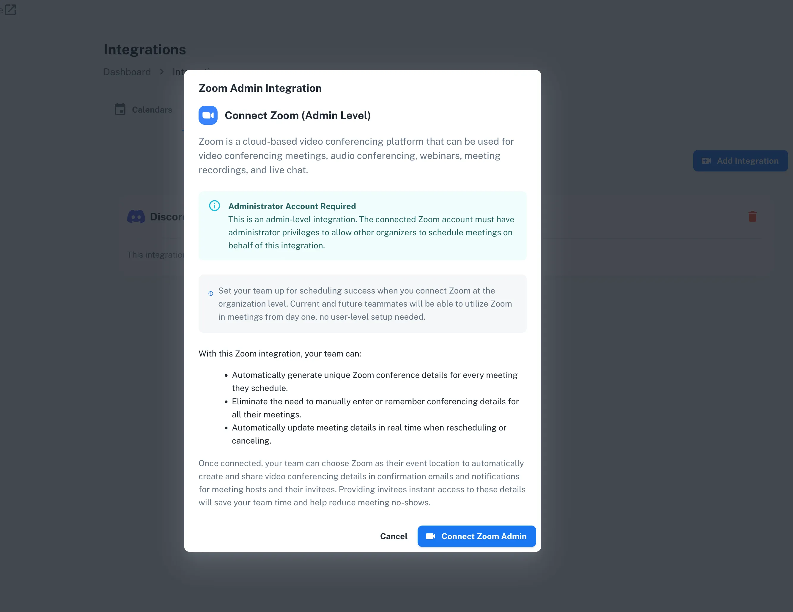 Zoom Admin Integration