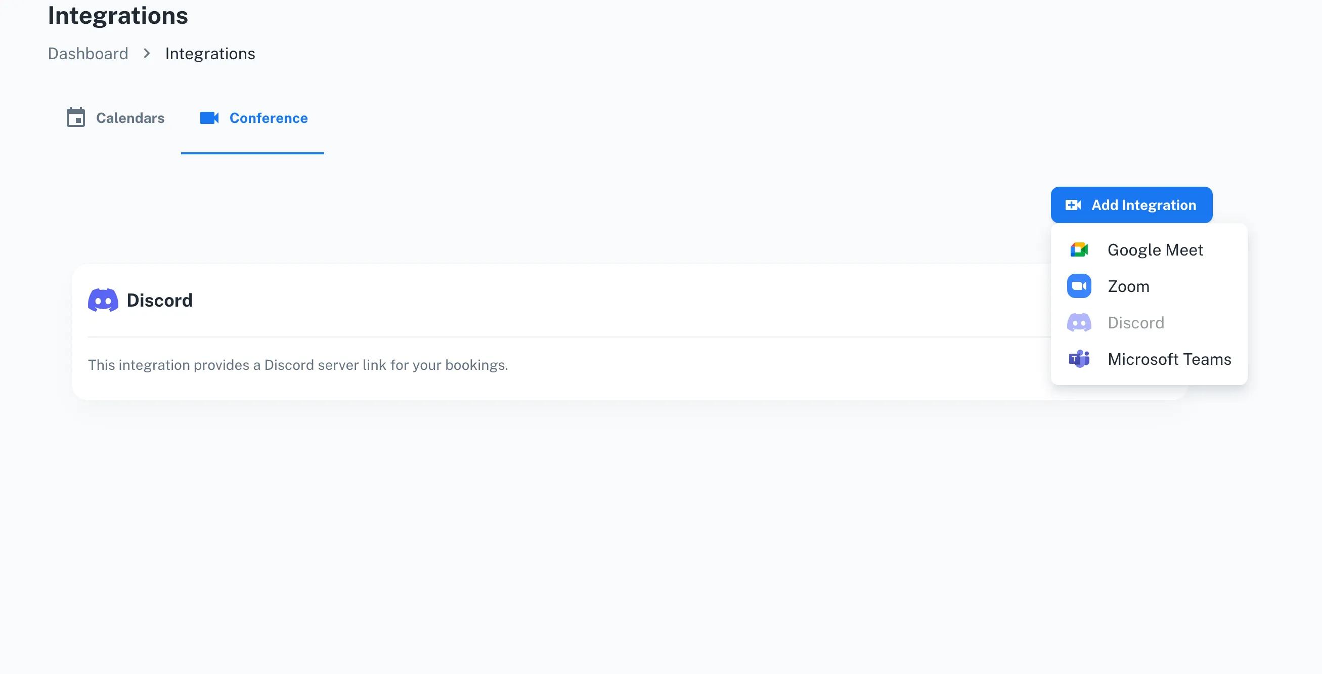 Add Integration Button