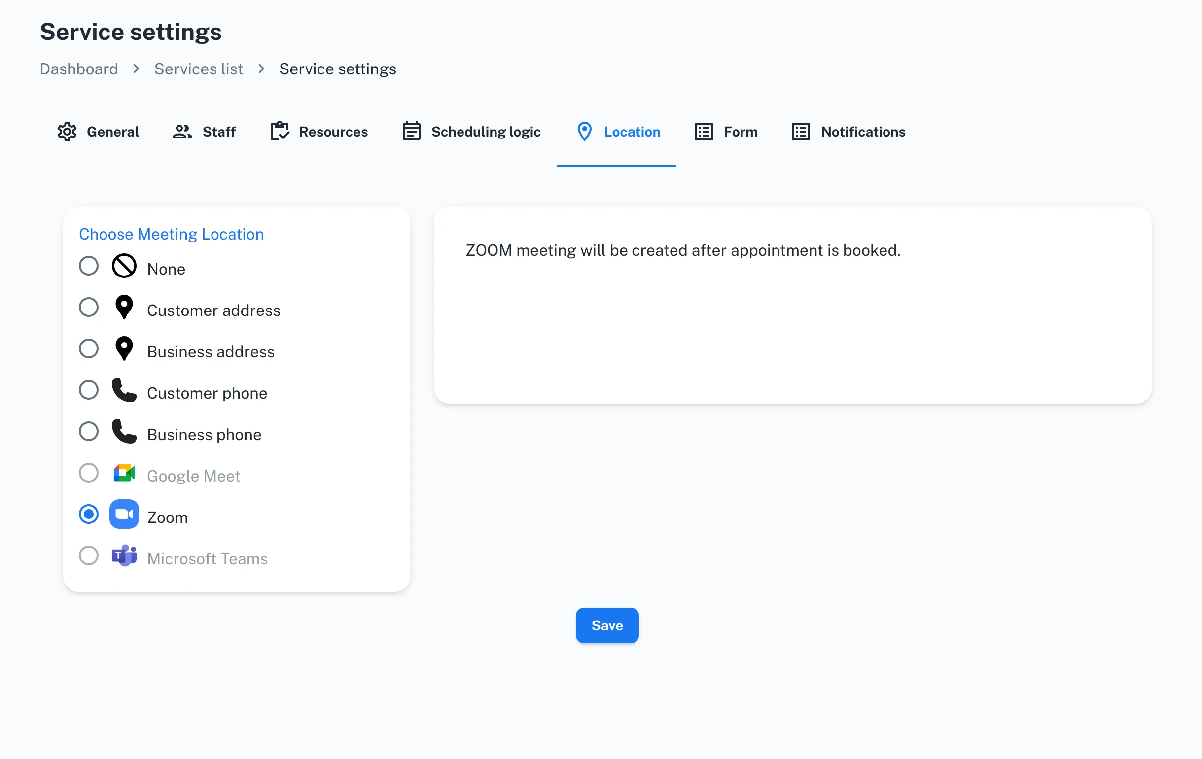 Setting Zoom as Location
